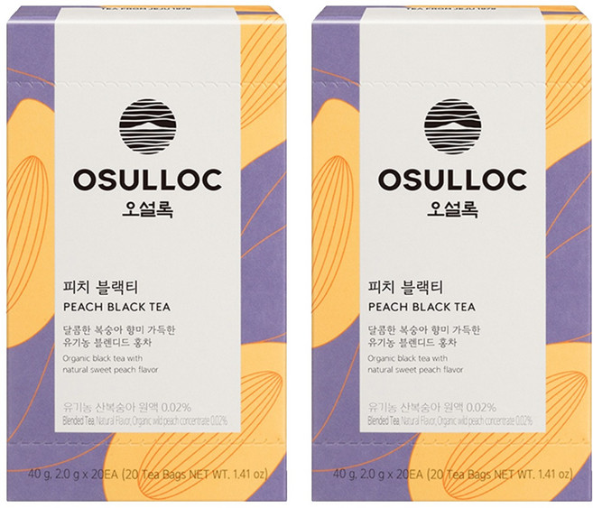 오설록 피치 블랙티 티백, 2g, 20개입, 2개
