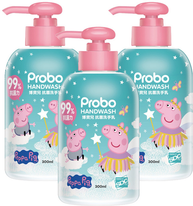 Probo 博寶兒 抗菌洗手乳 佩佩豬, 300ml, 3瓶