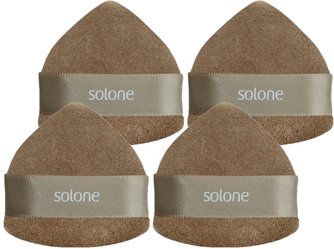 Solone 台灣公司貨 特級植絨/短絨/泰迪絨定妝撲 房形, 咖色, 4個