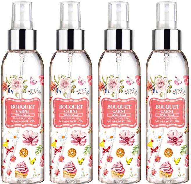부케가르니 프래그런스드 헤어 앤 바디미스트 화이트머스크, 145ml, 4개