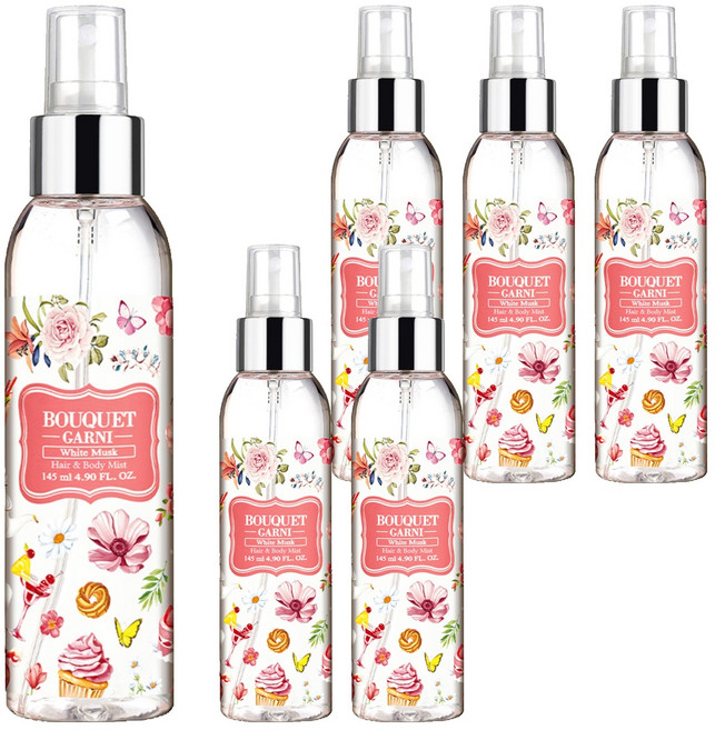 부케가르니 프래그런스드 헤어 앤 바디미스트 화이트머스크, 145ml, 6개