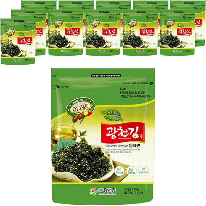 광천김 올리브 광천 돌자반 볶음, 70g, 12개