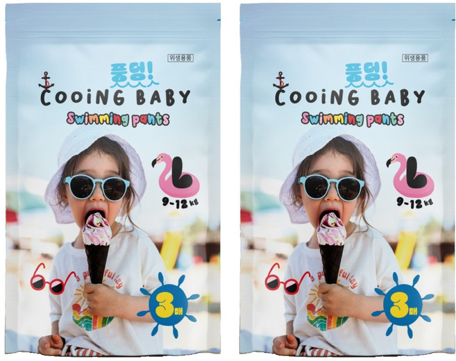 Cooing 쿠잉 풍덩 팬티형 수영장 아동용, 대형(L), 6매