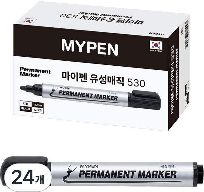 MyPen 油性麥克筆 530, 黑色, 24個