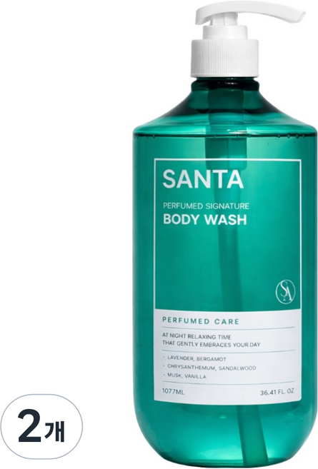 Santa 香氛經典沐浴乳 木質麝香, 2個, 1.077L