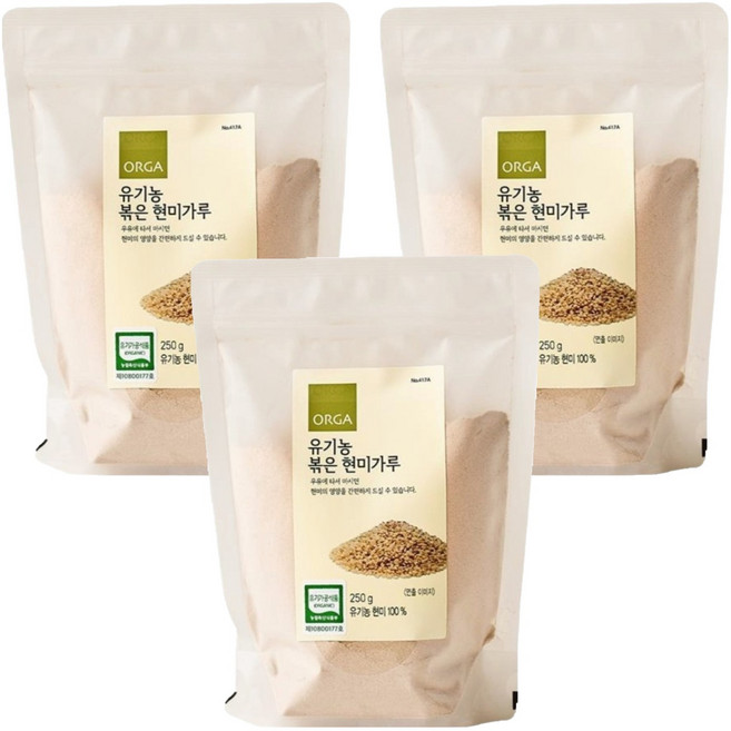 올가홀푸드 유기농 볶음 현미가루, 250g, 3개