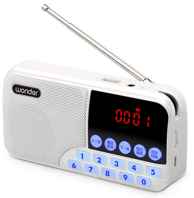 wonder 旺德電通 藍牙 USB TF收音機, WS-T039U, 白色, 1個