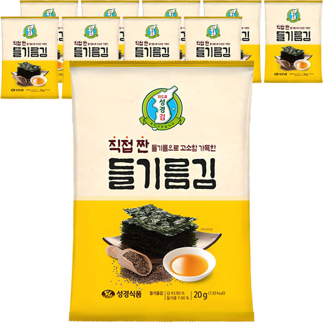 지도표성경 직접 짠 들기름김, 20g, 10개