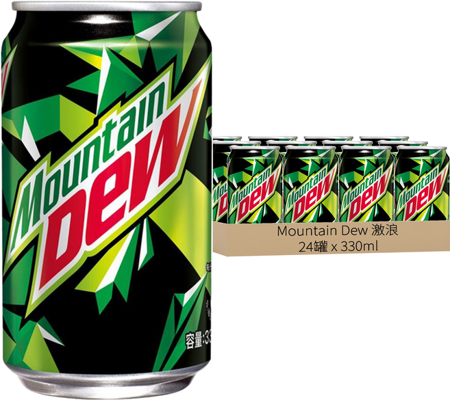Mountain Dew 激浪 汽水, 330ml, 24罐