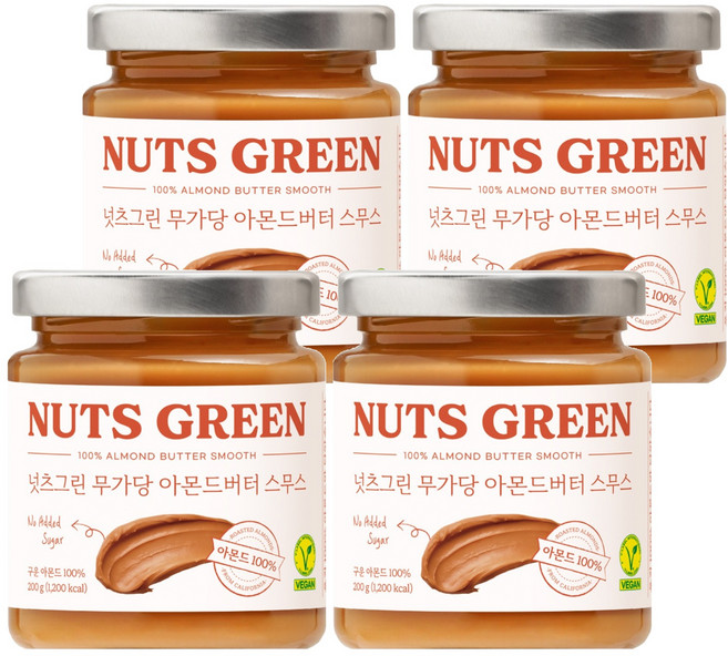 넛츠그린 아몬드 스프레드, 200g, 4개