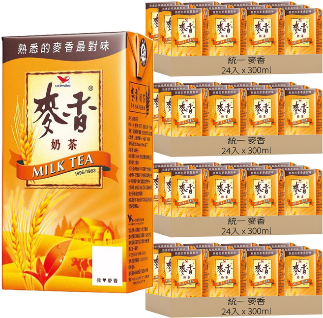 統一 麥香 奶茶, 300ml, 96入