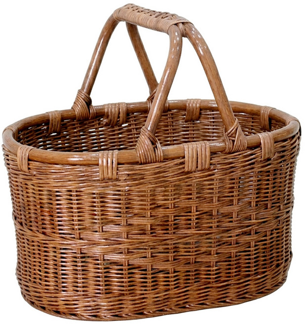 메종인다라탄샵 타원형 손잡이 라탄바구니 피크닉바구니 선물 수납 F205, 혼합 색상, 1개