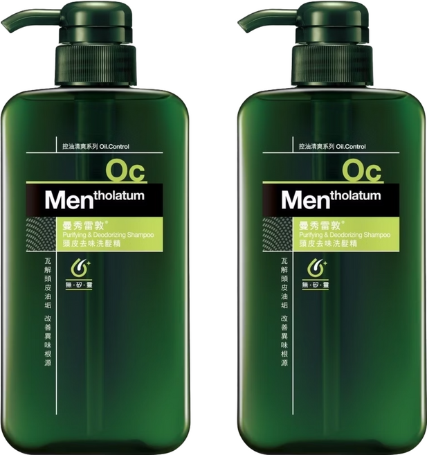 MENTHOLATUM 曼秀雷敦 男士頭皮去味洗髮精 無添加矽靈 含Isopropylmethylphenol成分 淡淡檸檬草香, 550ml, 2瓶