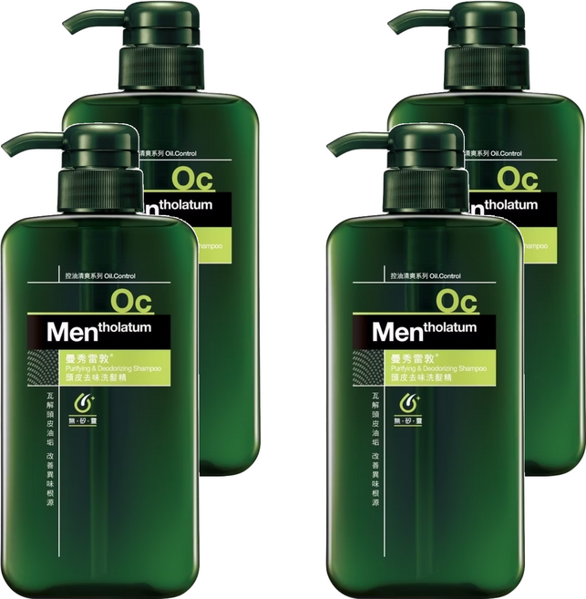 MENTHOLATUM 曼秀雷敦 男士頭皮去味洗髮精 無添加矽靈 含Isopropylmethylphenol成分 淡淡檸檬草香, 550ml, 4瓶