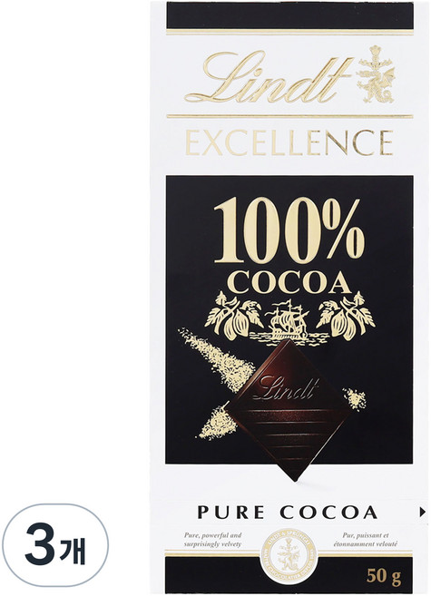 린트 엑설런스 100% 다크 초콜릿, 50g, 3개