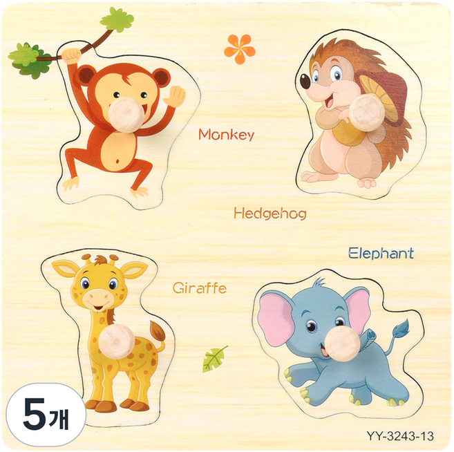 OZ TOY 板塊手抓板拼圖 動物 A, 5個, 4件
