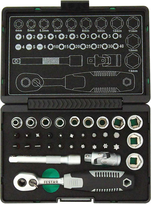 FESTAR 2分套筒起子工具 34件組, 1入