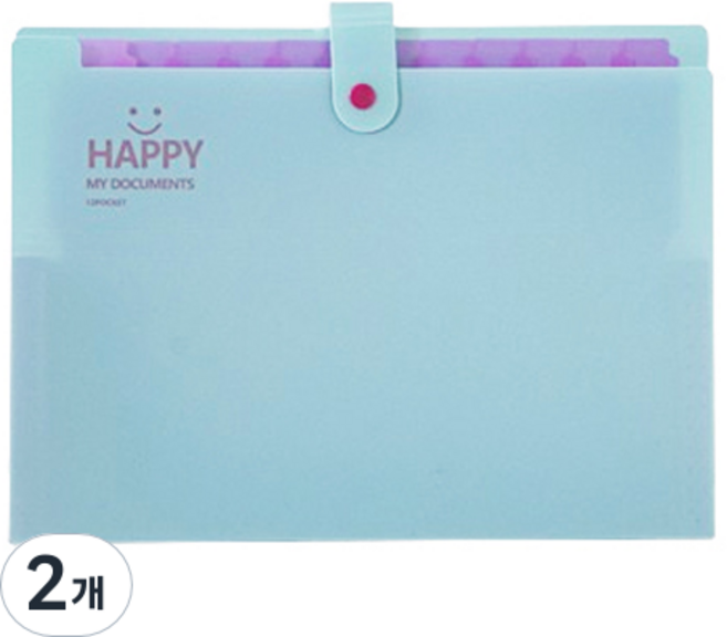 윰스 파스텔 바인더 12칸 아코디언 파일, 민트, 2개