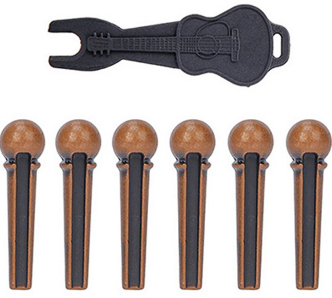 코네임 기타 고급 브릿지핀 브라운 6p + 리무버 세트, 1세트