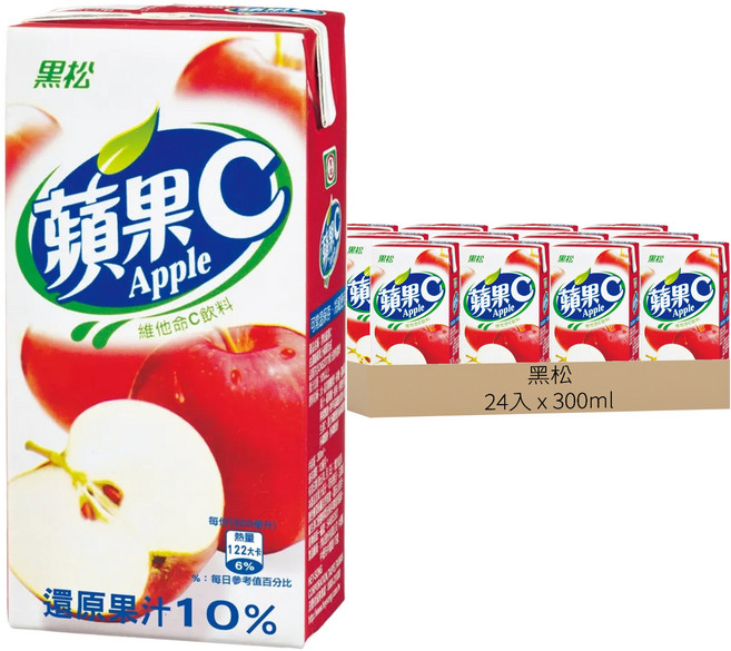 黑松 蘋果C 蘋果果汁, 300ml, 24入