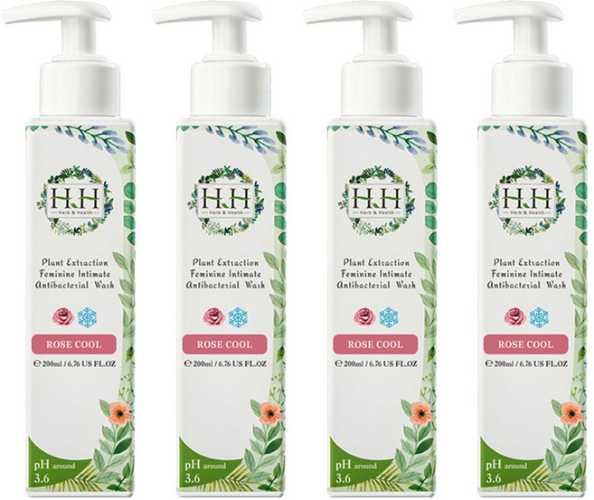 HH 草本新淨界 私密植萃抗菌潔淨露 沁涼玫瑰, 200ml, 4瓶
