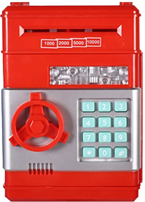 스토리빙 개인 미니 금고 지폐 저금통, 레드, 1개