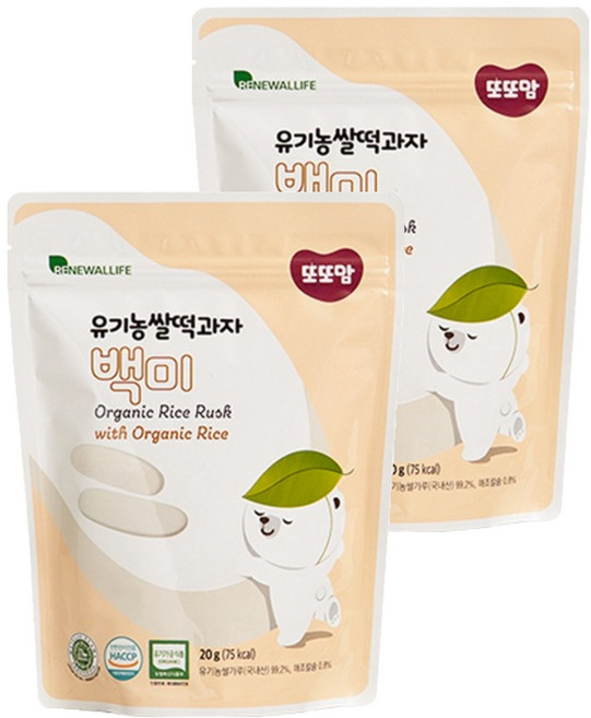 또또맘 유기농 쌀떡과자, 백미, 20g, 2개