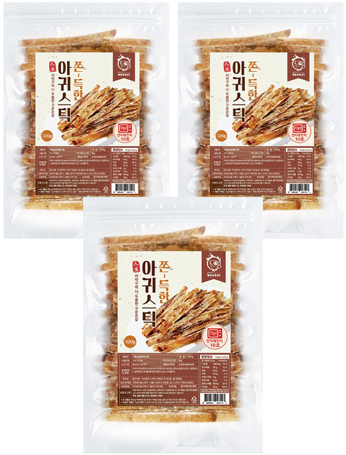 해야미 쫀득한 구운 순살 아귀스틱, 320g, 3개