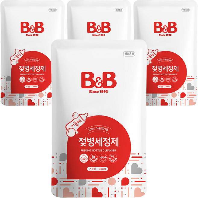 비앤비 거품형 젖병세정제 리필, 400ml, 4개