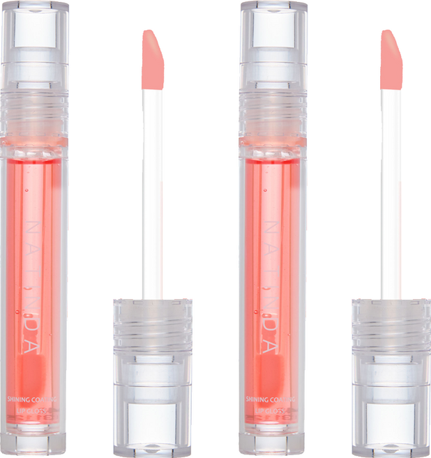 나틴다 샤이닝 코팅 립그로스, 02 캔디 핑크, 4.5ml, 2개