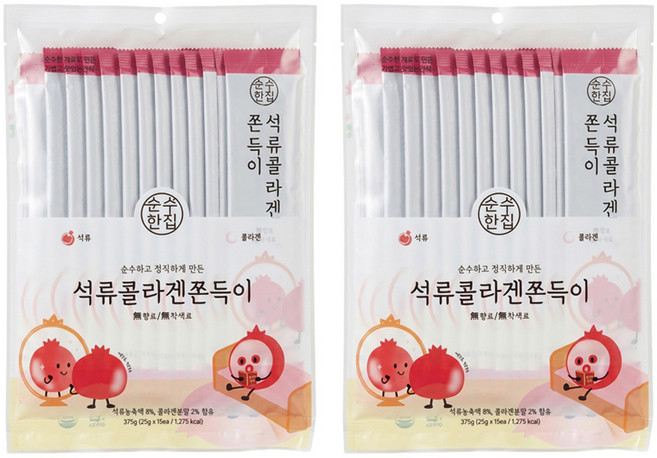 순수한집 석류 콜라겐 쫀득이 15p, 375g, 2개