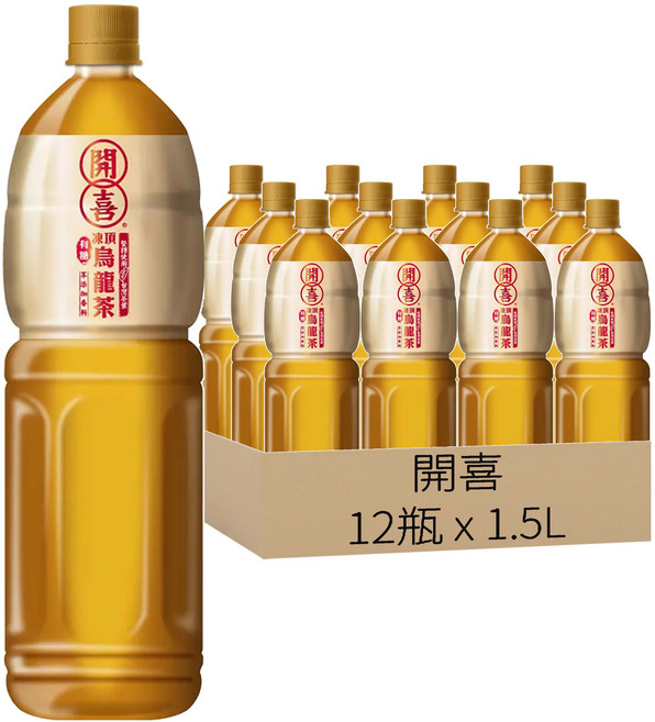 開喜 凍頂烏龍茶 有糖, 1.5L, 12瓶
