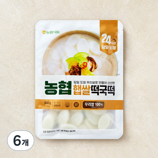 농협식품 햅쌀떡국떡, 500g, 6개