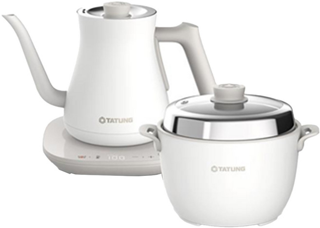 TATUNG 大同 輕享料理組 2機1底座 電鍋 243 x 207 x 205mm + 茶壺 316 x 208 x 204mm 3kg, TAC-0309EA-W, 1組