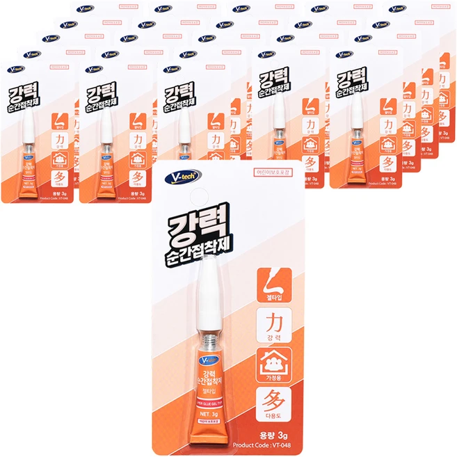 Vtech 강력 순간 접착제 젤타입 3g, 24개 - 쿠팡