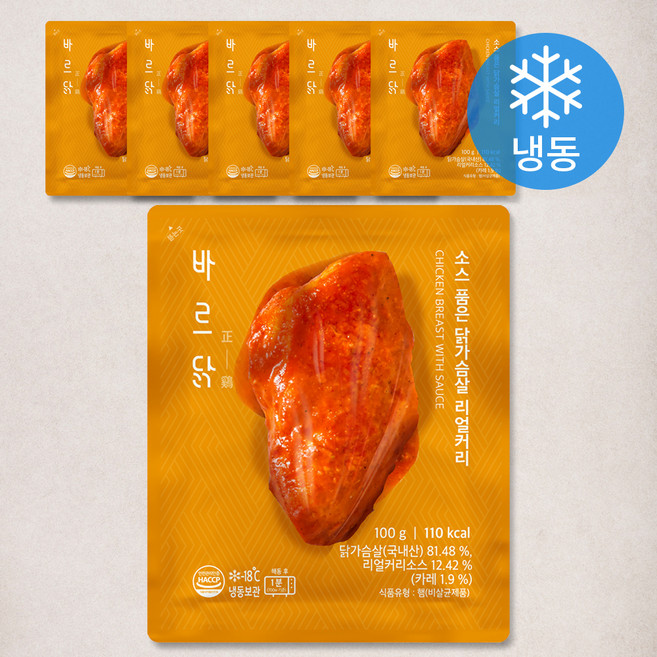 바르닭 소스 품은 닭가슴살 리얼커리 (냉동), 100g, 1개입, 6개