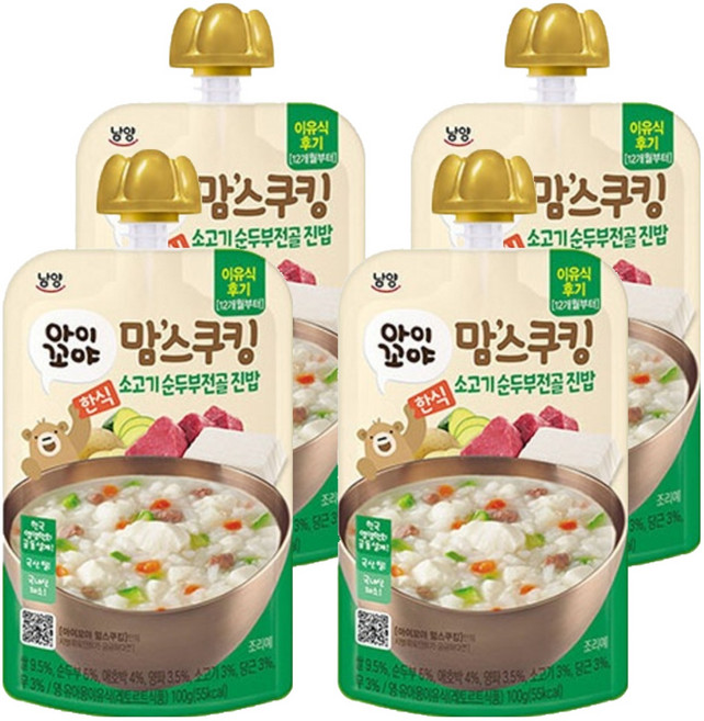 아이꼬야 맘스쿠킹 레토르트 이유식, 100g, 4개, 소고기 순두부전골 진밥