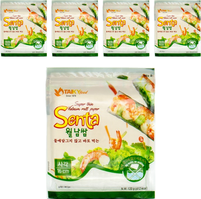 타이키 물없이 싸먹는 월남쌈 사각 16cm, 5개, 120g