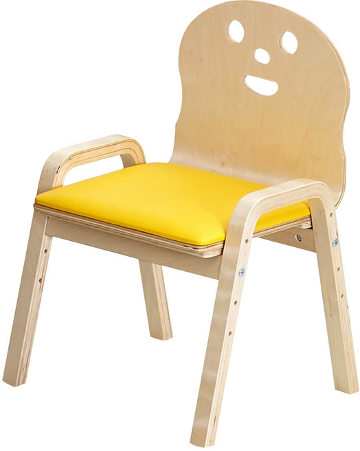 디홀릭 토리 원목 어린이 4단계 높이조절 쿠션의자, 노랑, 1개