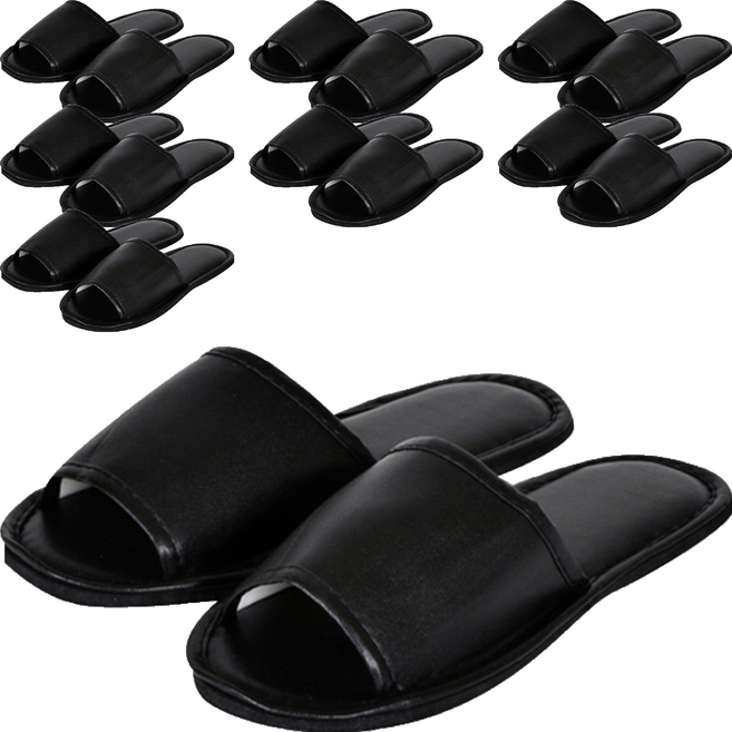 인조가죽 실내 슬리퍼, 검정, 8개