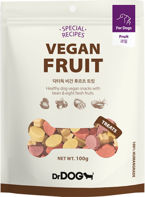 닥터독 강아지 후르츠 트릿, 혼합맛(딸기/체리/블루베리/라즈베리/망고/파인애플/코코넛/바나나), 100g, 1개