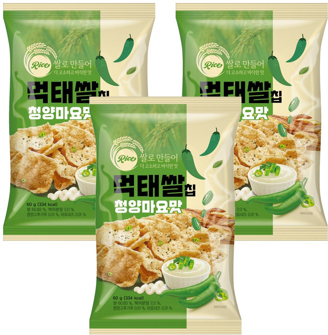 상일제과 먹태쌀칩 청양마요맛, 60g, 3개