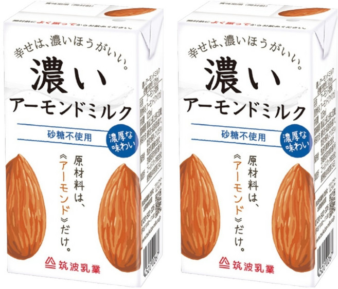 TSUKUBA 筑波乳業 香醇原味杏仁飲 無糖, 2瓶, 125ml