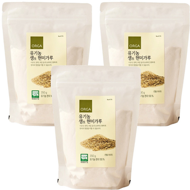 올가홀푸드 유기농 생현미가루, 350g, 3개