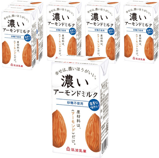 TSUKUBA 筑波乳業 香醇原味杏仁飲 無糖, 6瓶, 125ml