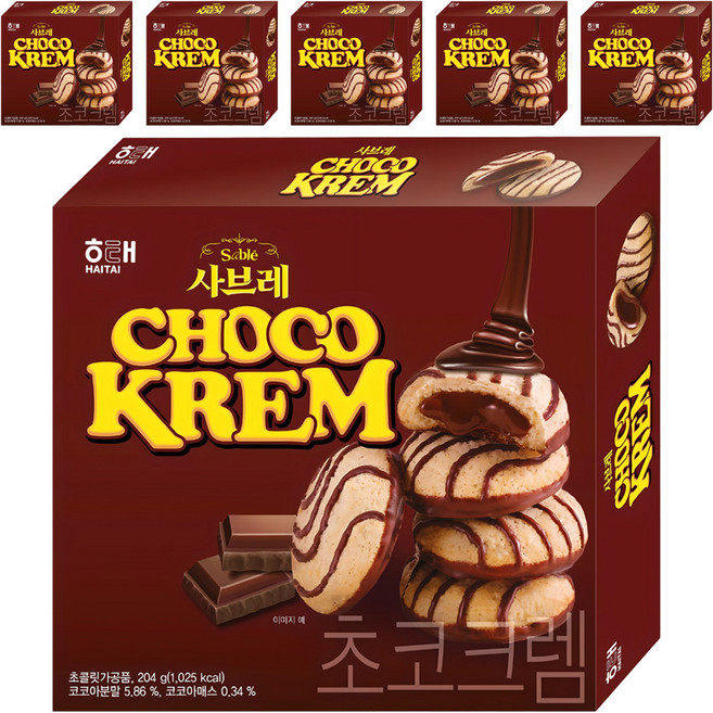 해태제과 사브레 초코크렘, 204g, 6개