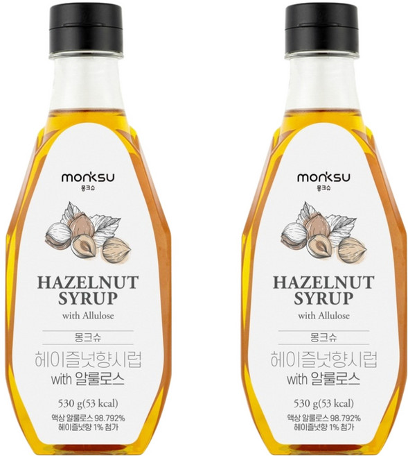 低卡榛果風味阿洛酮糖糖漿, 530g, 2瓶