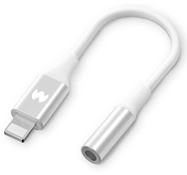 구스페리 라이트닝 아이폰 8핀 이어폰 변환젠더, 13cm, 화이트 실버, 1개