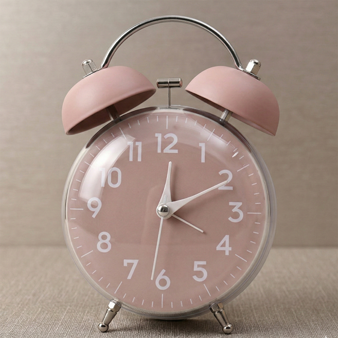 에이빈 무소음 알람 클래식 디자인 탁상시계, 핑크
