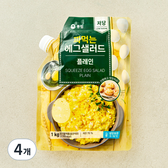 풍요한아침 저당 짜먹는 에그샐러드 플레인, 1kg, 4개